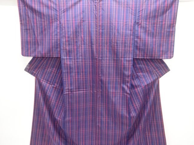 格子織り出し米沢紬着物アンサンブル